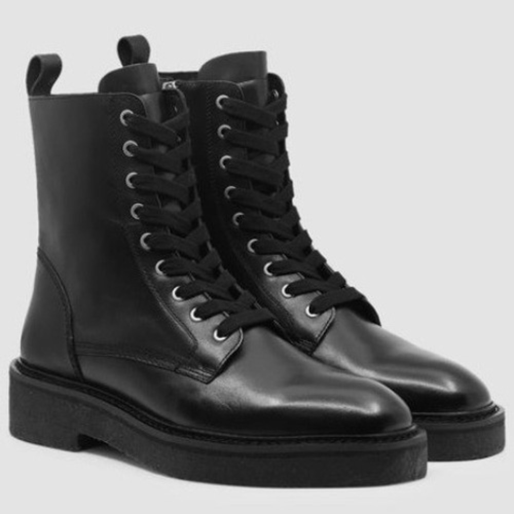 Saint Morta Chunky Boot Black Leather Side Zip Combat Boots Mens 10 New in Box